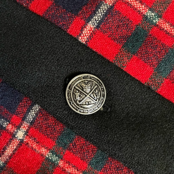 Pendleton Vintage V-neck Wool Sweater in Holiday Tartan Red Plaid. Sz. M - Picture 5 of 8